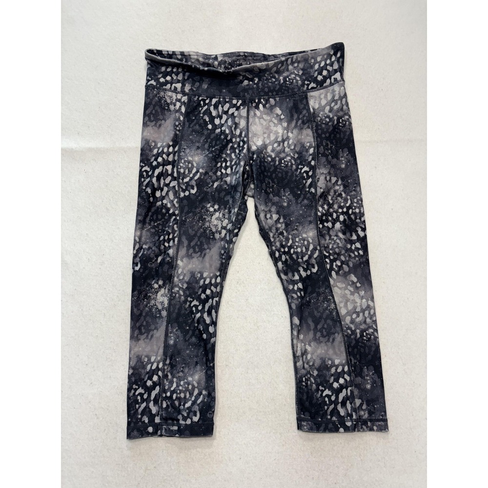 Leggings Womens Medium Gray 22.5" Inseam Capri Spotted Stretch Yoga Athletic